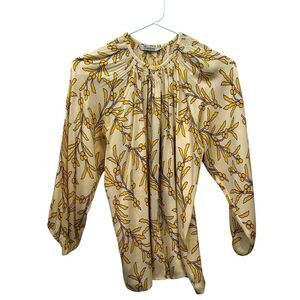 Tucker silk Floral Yellow and Cream Women's Top M/L